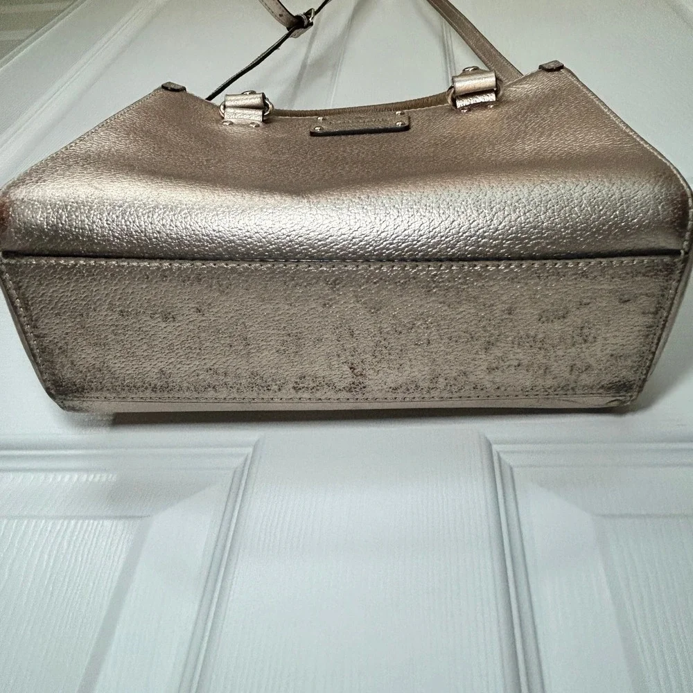 Kate‎ Spade Wellesley Quinn Metallic Gold Leather Tote Shoulder Bag Purse